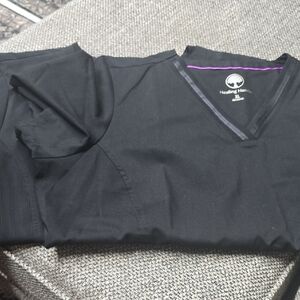 Healing Hands Black V-Neck Scrub Top